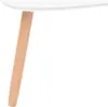 Close-up of a white tabletop and a wooden leg of a table. Produktbild-Vorschau