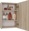 A bathroom cabinet with its door open, displaying various toiletries on its shelves. Náhled obrázku produktu