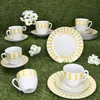 18szt serwis kawowy Split żółte paski porcelana 6 osób Podgląd zdjęcia produktu 2