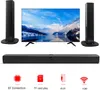 A television, two speakers, and a soundbar are displayed together, with icons and text below indicating features. Produktbild-Vorschau