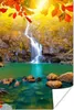 MuchoWow® Poster Steine - Baum - Wasserfall - Herbst - Rot Produktbild-Vorschau 1