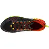 Trailrunningschuhe Bushido II von La Sportiva in Schwarz mit leuchtend roten und gelben Akzenten; Oberansicht. Produktbild-Vorschau