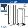 Two black metal plant stands of different heights are shown with dimensions indicated. Anteprima dell’immagine prodotto