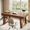 A wooden desk with a chair in front of a large window with curtains. Anteprima dell’immagine prodotto