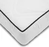 A close-up, angled view of a white mattress with a black trim. Produktbild-Vorschau