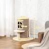 Škrabadlo pro kočky PawHut, výška 61 cm, s 2 úkryty, béžové Náhled obrázku produktu 3
