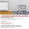 Diagram showing a radiator and underfloor heating system with text explaining length restrictions for heating circuits. Produktbild-Vorschau