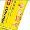 A close-up of a yellow tube of cream with text and images of body parts indicating pain relief. Podgląd zdjęcia produktu