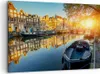 Bild auf Leinwand - Leinwandbild - Kanal Boot Amsterdam Produktbild-Vorschau 1