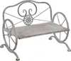 A decorative metal bench with wheel accents, likely for garden or indoor use. Produktbild-Vorschau