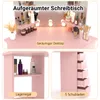 Coiffeuse LED, 112x50x142.5 cm Coiffeuse avec 3 miroirs et Voir les images du produit 2