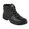A black safety boot with green accents and laces, shown against a white background. Produktbild-Vorschau