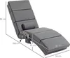 A diagram showing the dimensions of a gray recliner chair. Produktbild-Vorschau