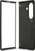 A black phone case and its frame are displayed side-by-side against a white background. Produktbild-Vorschau