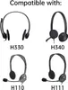 Four different models of Logitech headphones are displayed against a white background, each labeled with its model number. Produktbild-Vorschau