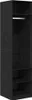 A black wooden wardrobe with shelves and a hanging rod. Produktbild-Vorschau