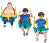 Three children are sitting on colorful swings. Produktbild-Vorschau