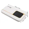 A white and gold 5G mobile hotspot with a black touchscreen is shown on a white background with dimensions indicated. Podgląd zdjęcia produktu