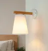 ELLIE Skandinavische Wandleuchte Innen Holz Stoff Weiß E27 Produktbild-Vorschau 1