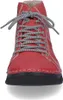 A close-up, front-facing view of a red boot with gray laces. Produktbild-Vorschau