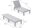 Two grey sun loungers are shown with dimensions indicated by lines and text. Anteprima dell’immagine prodotto