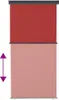A red and pink balcony side awning is shown. Produktbild-Vorschau