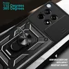 Close-up of a black phone case with a ring stand and camera cover. Produktbild-Vorschau