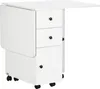 A white folding table with drawers and a cabinet on wheels. Produktbild-Vorschau