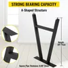 A black metal table leg with an A-shaped structure, shown with close-up details and dimensions. Voir les images du produit