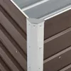 Close-up view of the corner of a brown metal raised garden bed, showing the silver metal corner post and fasteners. Podgląd zdjęcia produktu