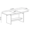A diagram of an extendable coffee table with dimensions indicated. Produktbild-Vorschau