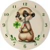 Erdmännchen mit Kleeblatt Wanduhr aus MDF Produktbild-Vorschau 1