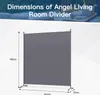 A diagram showing the dimensions of a gray room divider. Anteprima dell’immagine prodotto
