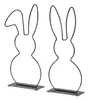 2er Set Aufsteller Hase Metall H30cm Schwarz Osterdeko Produktbild-Vorschau 1