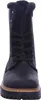 A front view of a black women's boot with laces and fur lining. Voir les images du produit