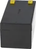 A black battery with yellow terminals on top. Voir les images du produit