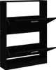 A black shoe cabinet with two flip-down drawers. Podgląd zdjęcia produktu