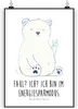 Mr. & Mrs. Panda Bild Eisbär Faul DIN A3 - Weiß - Geschenk, Produktbild-Vorschau 1