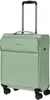 A single mint green suitcase with a retractable handle and four wheels, shown from the front. Produktbild-Vorschau