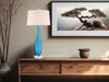 Große LED Jugendstil Tischleuchte mit Glasfuß & Stoffschirm Produktbild-Vorschau 6