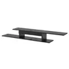 A black TV wall shelf with multiple shelves and cable management holes, shown against a white background. Podgląd zdjęcia produktu
