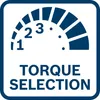 A graphic indicating torque selection with numbers 1, 2, and 3, and the text "TORQUE SELECTION". Voir les images du produit