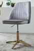 A gray velvet office chair with a gold base is shown against a light gray and white background. Voir les images du produit