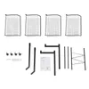 The image shows the components of a black wire basket storage cart, including the baskets, frame pieces, wheels, and instructions. Podgląd zdjęcia produktu