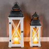 2er Set Laterne aus Holz Weiß Metall Kerzenhalter Windlicht Produktbild-Vorschau 4