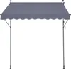 A dark gray retractable awning with a scalloped edge, supported by dark gray poles, is shown against a white background. Podgląd zdjęcia produktu