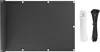A dark gray privacy screen is rolled up on the left side, with white rope and black zip ties on the right side, all on a white background. Produktbild-Vorschau