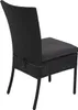 A black rattan chair with a dark gray cushion, shown from a rear-diagonal angle against a white background. Produktbild-Vorschau