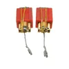Two red carbon brushes with metal connectors and springs, held together by yellow rubber bands, are shown against a white background. Produktbild-Vorschau