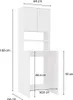 A white bathroom cabinet with dimensions shown. Produktbild-Vorschau